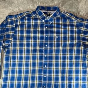 Ariat Men's Blue and Yellow Plaid Button Down Shirt